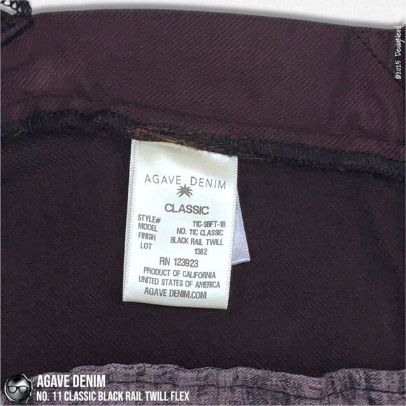 AGAVE DENIM NO. 11 CLASSIC BLACK RAIL TWILL FLEX JEANS IN RAISIN MEN’S SIZE 36 - Picture 10 of 16